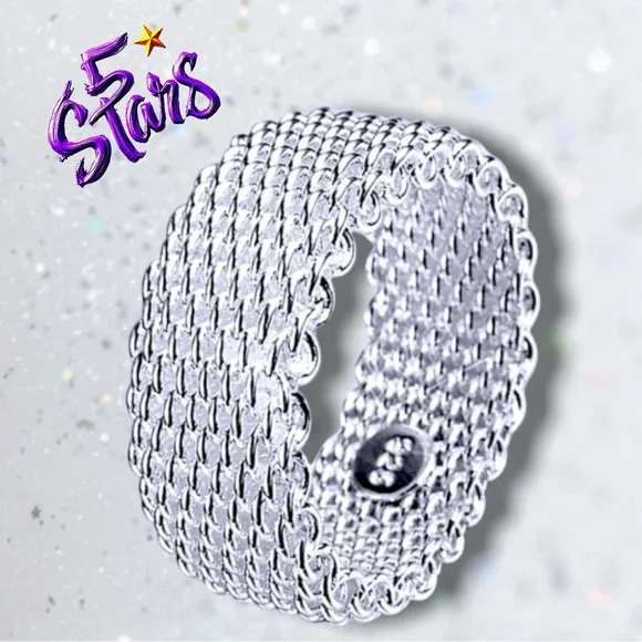 Silver Band Ring  .925 Thick Mesh Band Ring NWT sterling silver - Picture 8 of 8